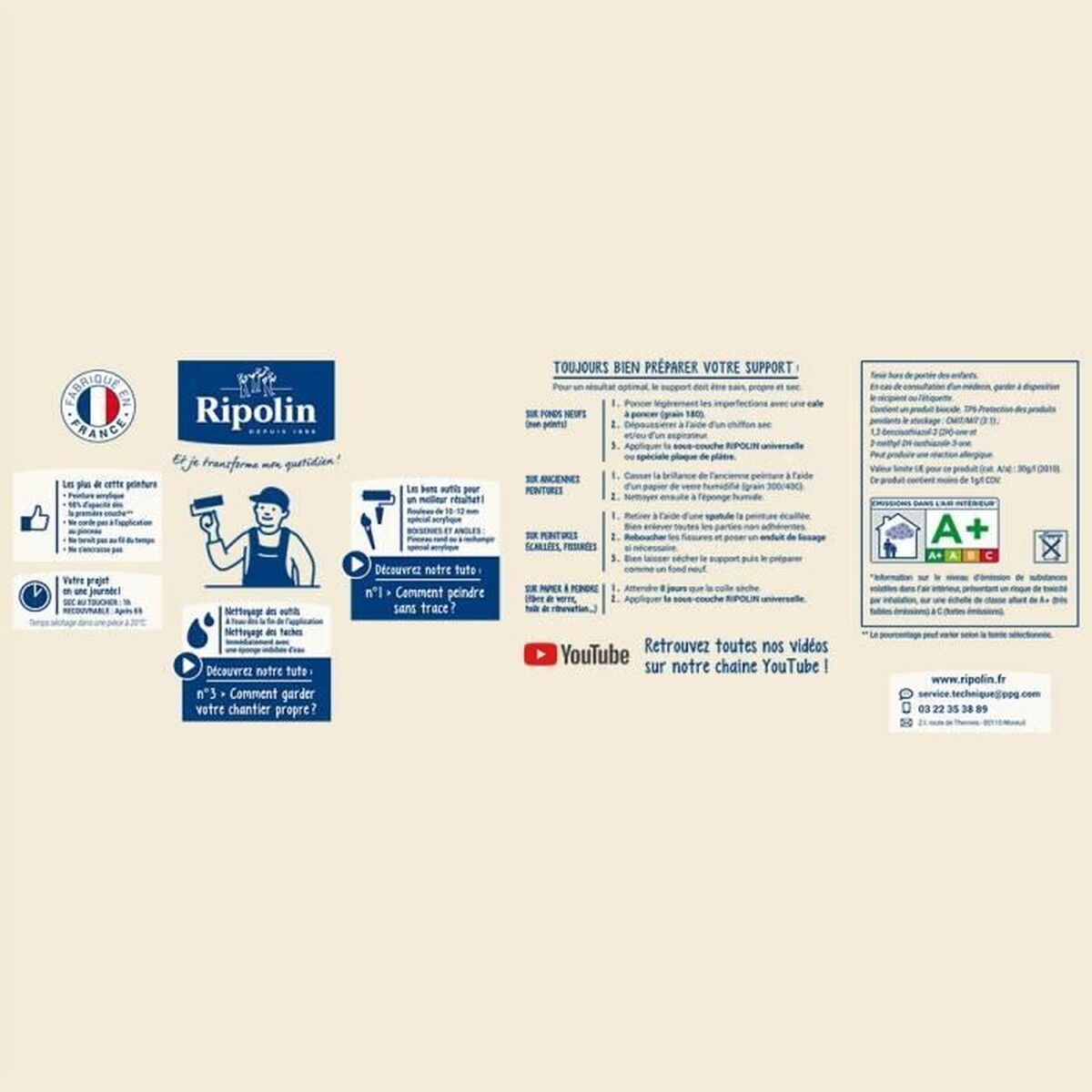 Peinture d'Apprêt Ripolin noir Satiné 2,5 L