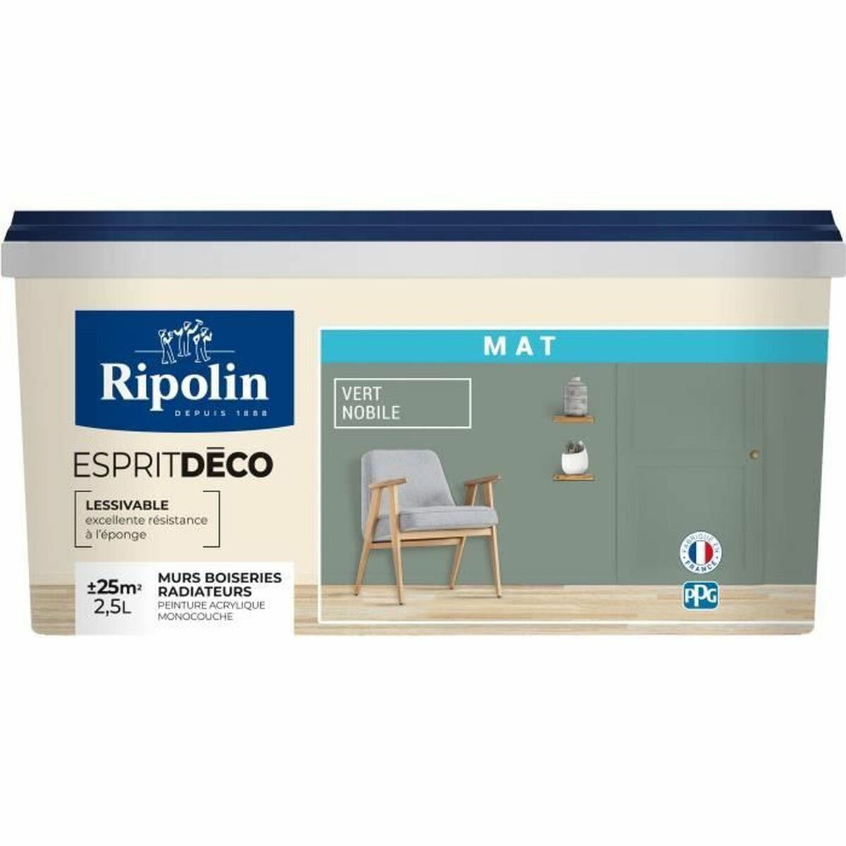 Peinture d'Apprêt Ripolin Vert Mat 2,5 L