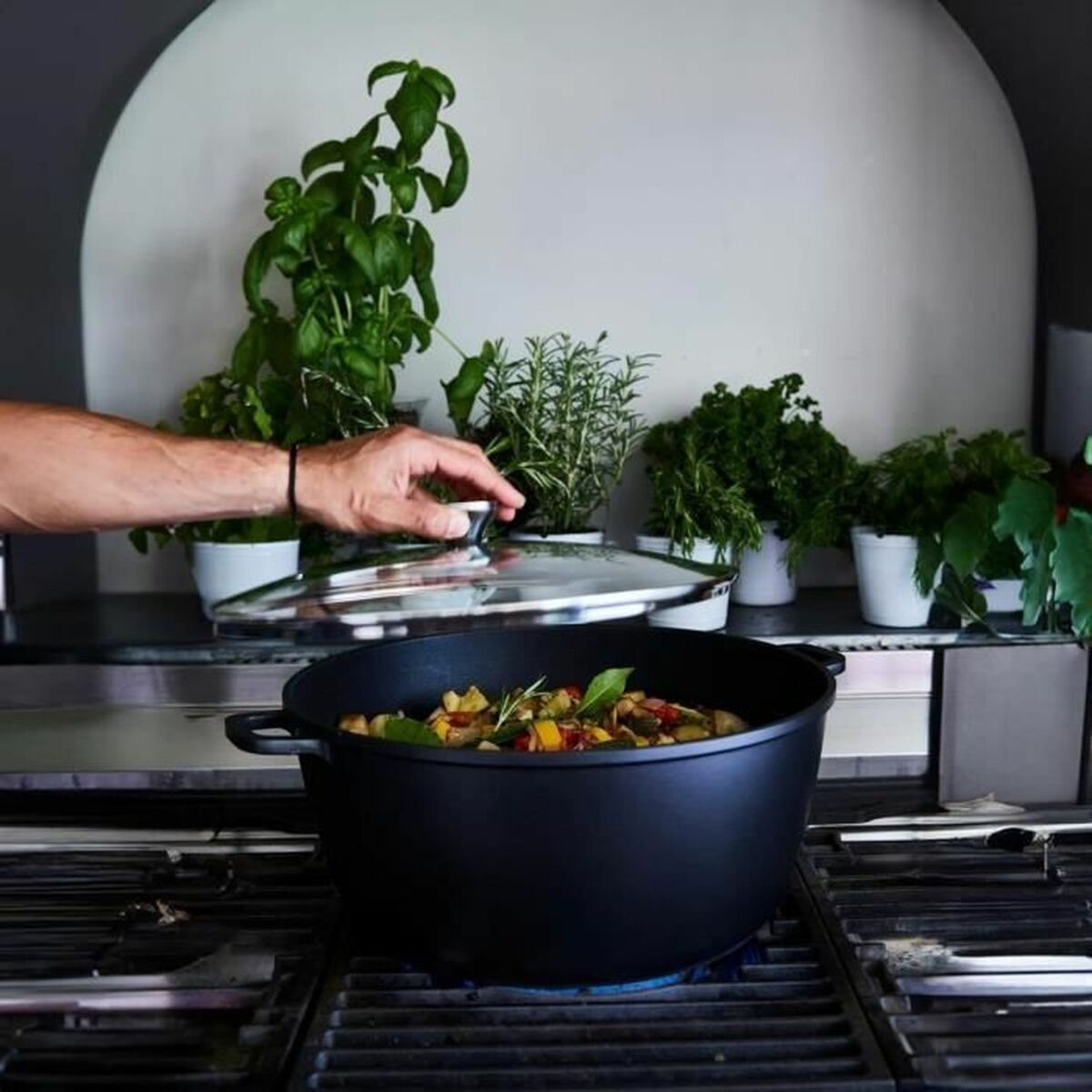 Casserole avec Couvercle Baumalu Noir 13,4 L 36 cm 38 x 19 x 38 cm Ø 36 cm