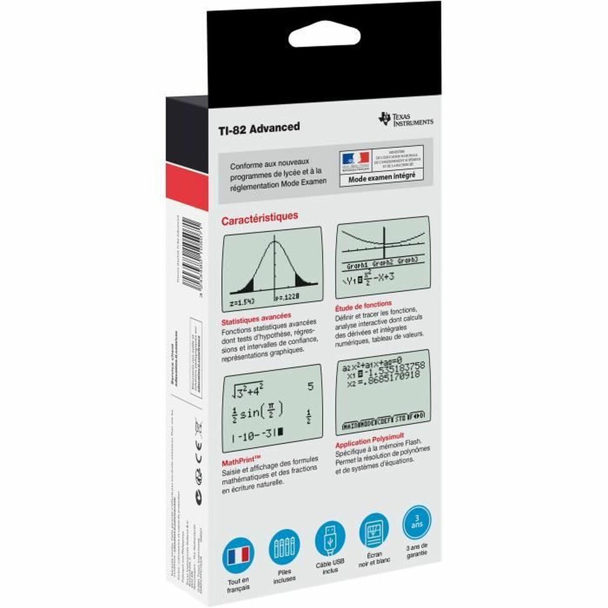 Calculatrice scientifique Texas Instruments Noir