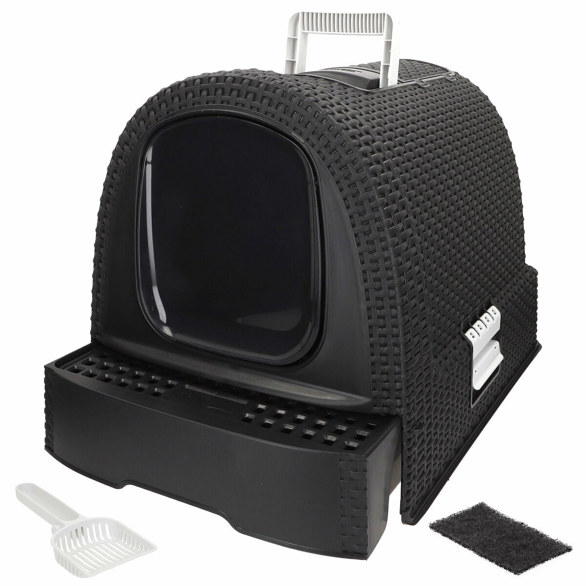 Bac à litière pour chats Curver Anthracite 51 x 38,5 x 39,5 cm Plastique (Plastique)