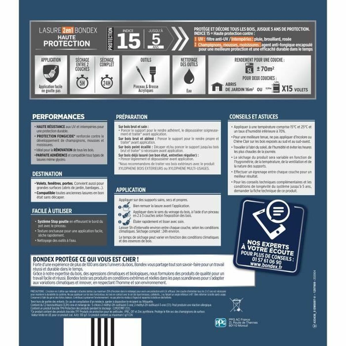 Peinture d'Apprêt Bondex Marron Satiné 5 L