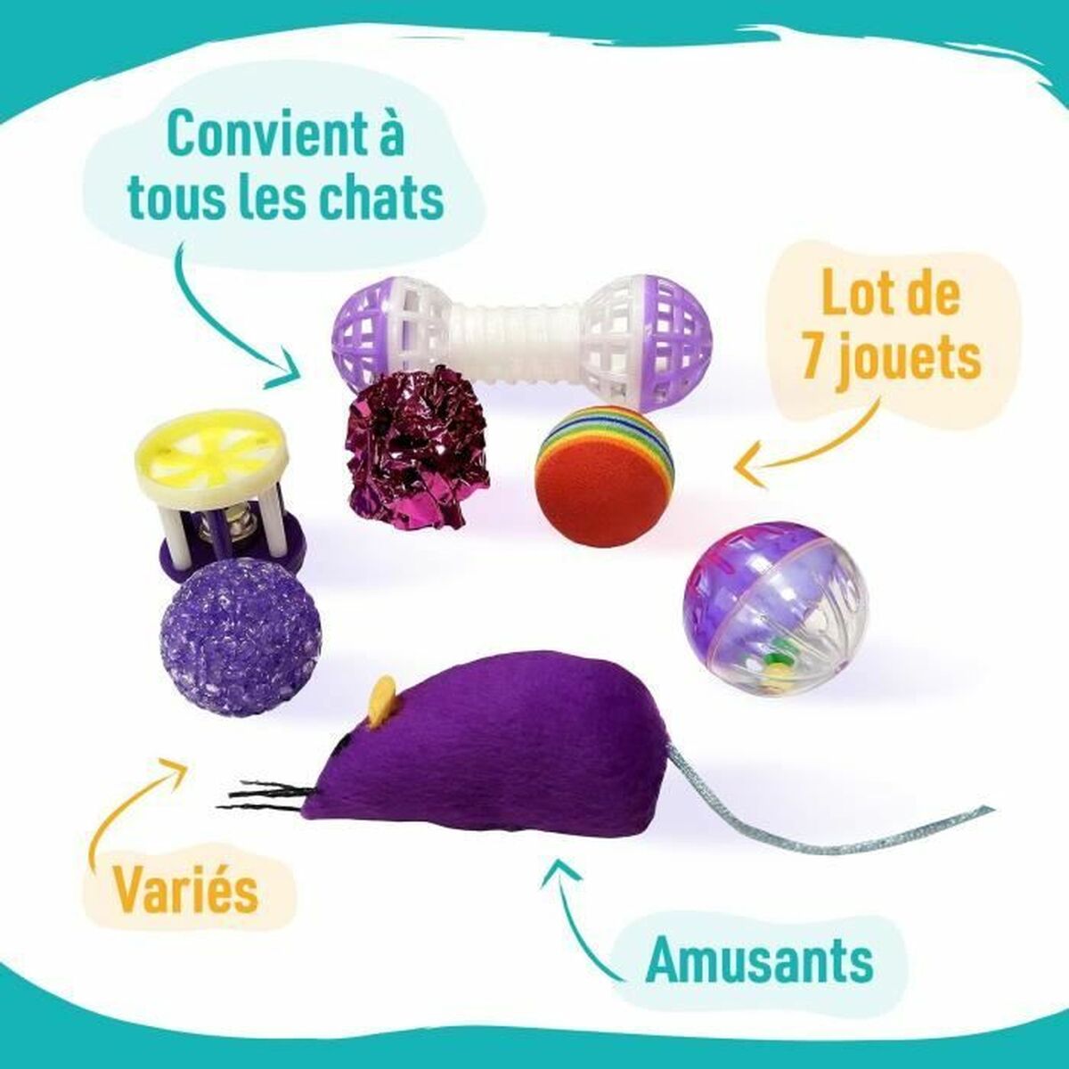 Jouet pour chats Aimé Multicouleur 7 Pièces