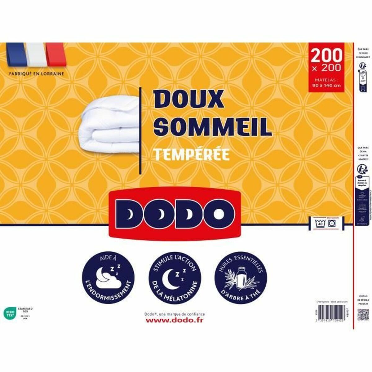 Remplissage de couette DODO DOUX SOMMEIL Blanc 300 g/m² 200 x 200 cm