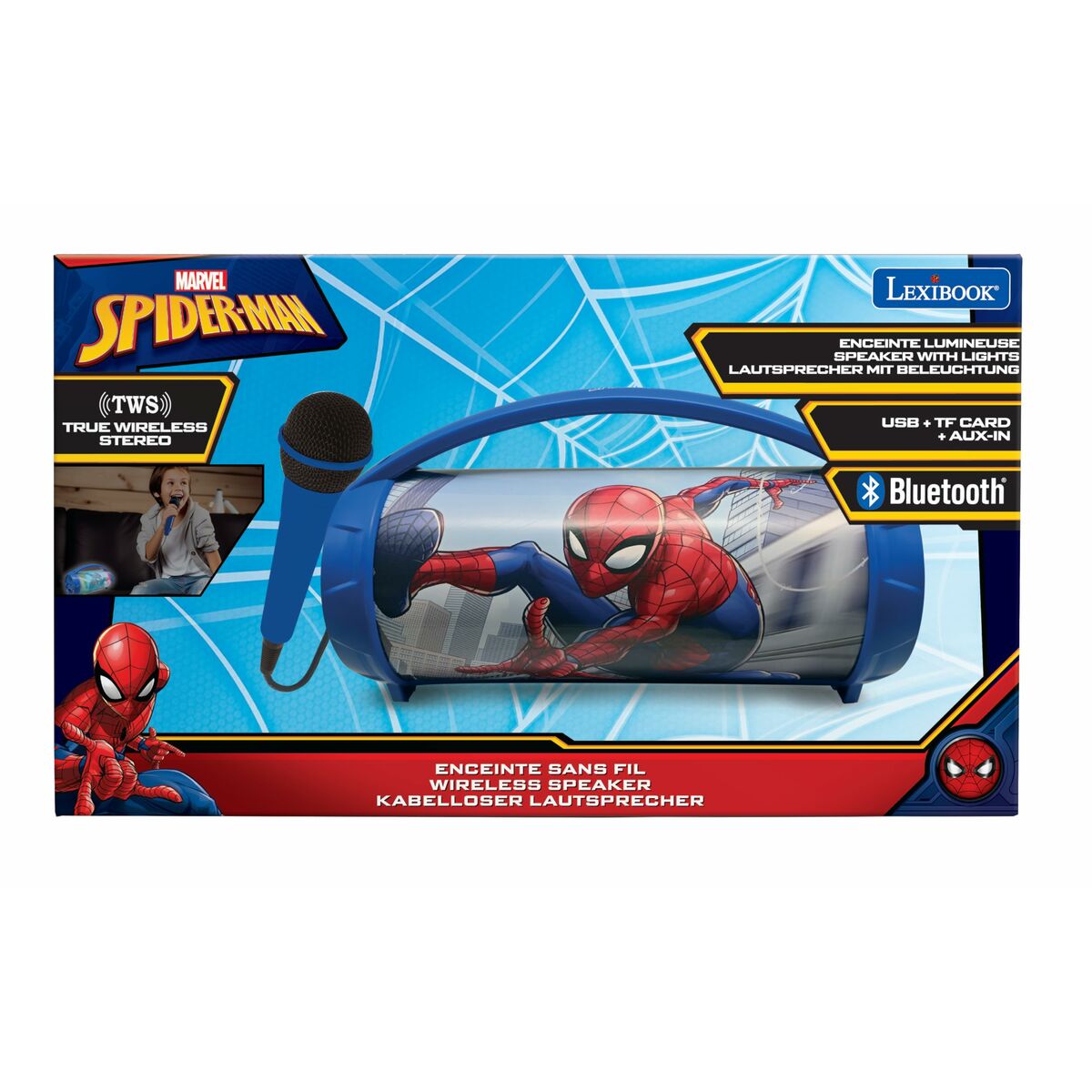 Enceinte Bluetooth avec Microphone Karaoké Lexibook Spider-Man