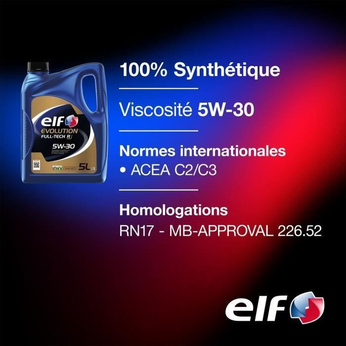 Huile de moteur pour voiture Elf Evolution FULL-TECH R 5 L 5W30