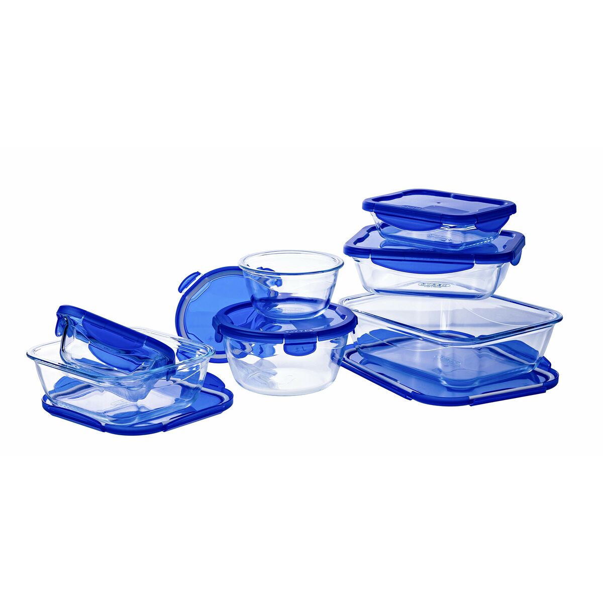 Récipient de Conservation des Aliments Pyrex Bleu Transparent Ronde 1,6 L (6 Pièces)