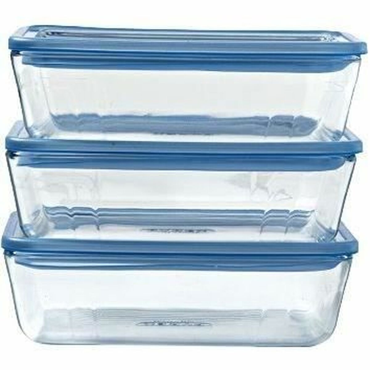 Ensemble de Boîtes à Lunch Pyrex Bleu Transparent 800 ml 3 Pièces