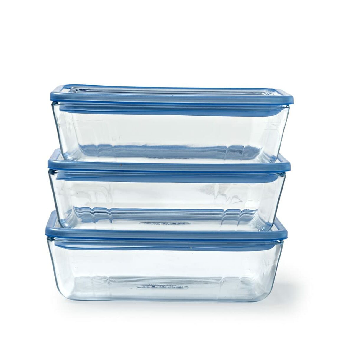 Ensemble de Boîtes à Lunch Pyrex Bleu Transparent 2,6 L 3 Pièces