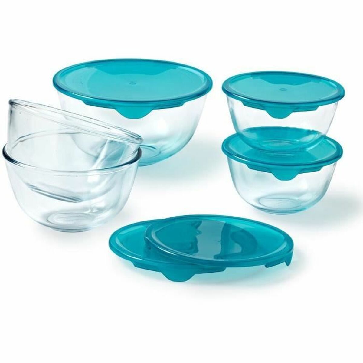 Ensemble de Boîtes à Lunch Pyrex Transparent Turquoise 5 Pièces