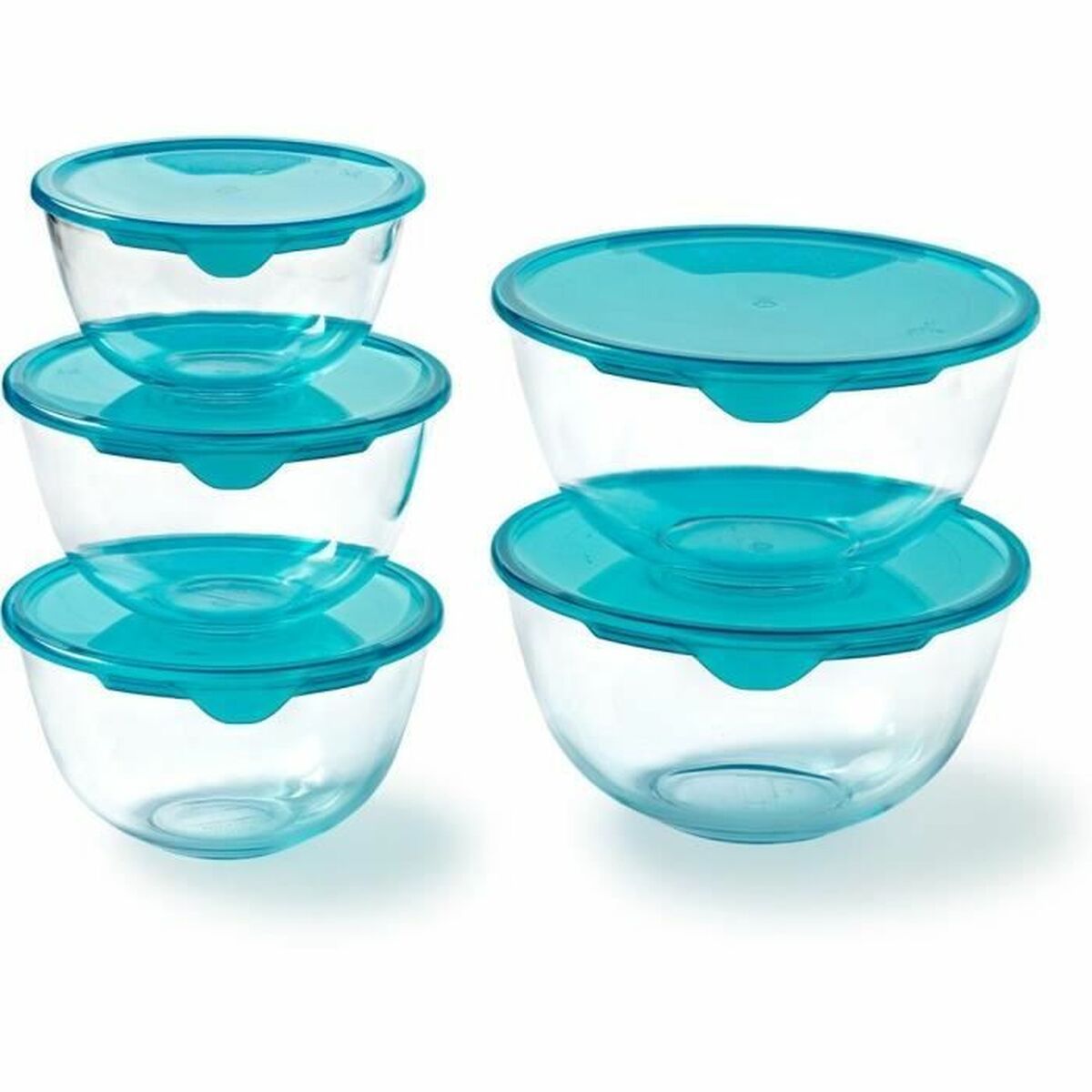 Ensemble de Boîtes à Lunch Pyrex Transparent Turquoise 5 Pièces