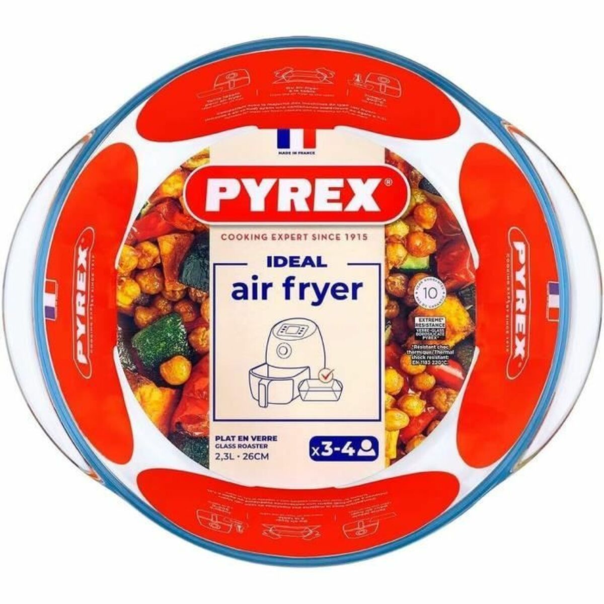 Plat de Four Pyrex Transparent Verre Borosilicaté Rond Ø 26 cm