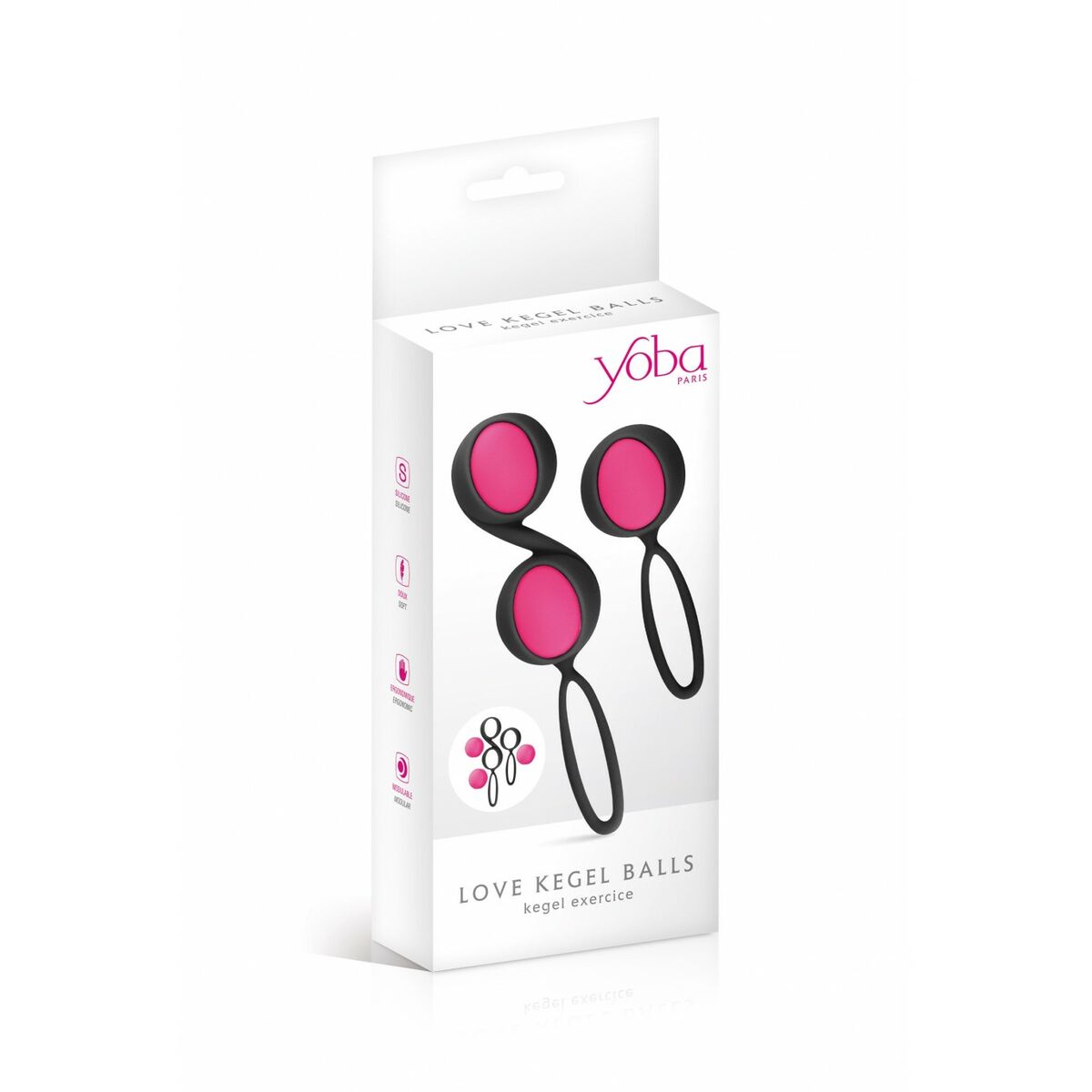 Kit de Poids Vaginaux Kegel Yoba Silicone Noir Rose 2 Pièces