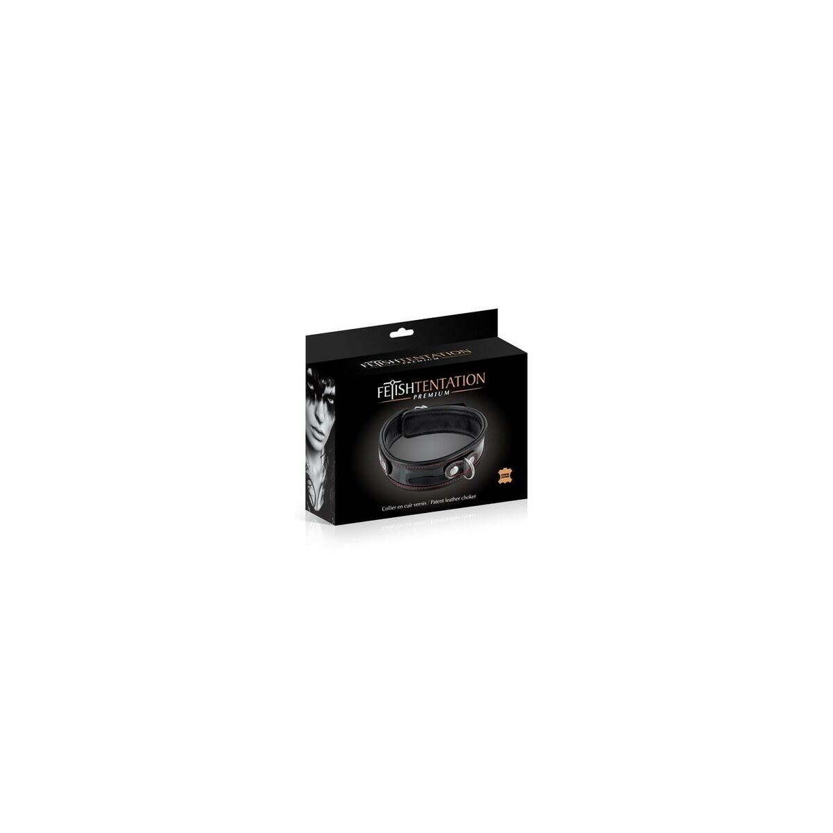 Collier avec Chaîne de Soumission pour Bondage Fetish Tentation Noir Rouge