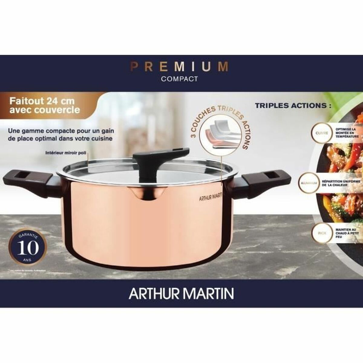 Casserole Arthur Martin AM945GT Gris Ø 24 cm 2,4 L 40 x 16 x 29 cm 2 Pièces