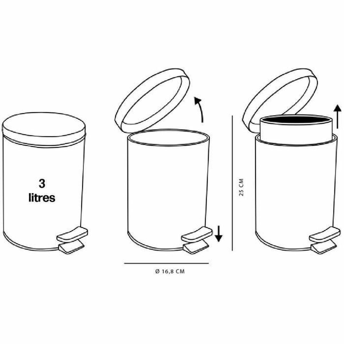 Poubelle à pédale TODAY UTILITY Bleu 3 L 17 x 25 cm