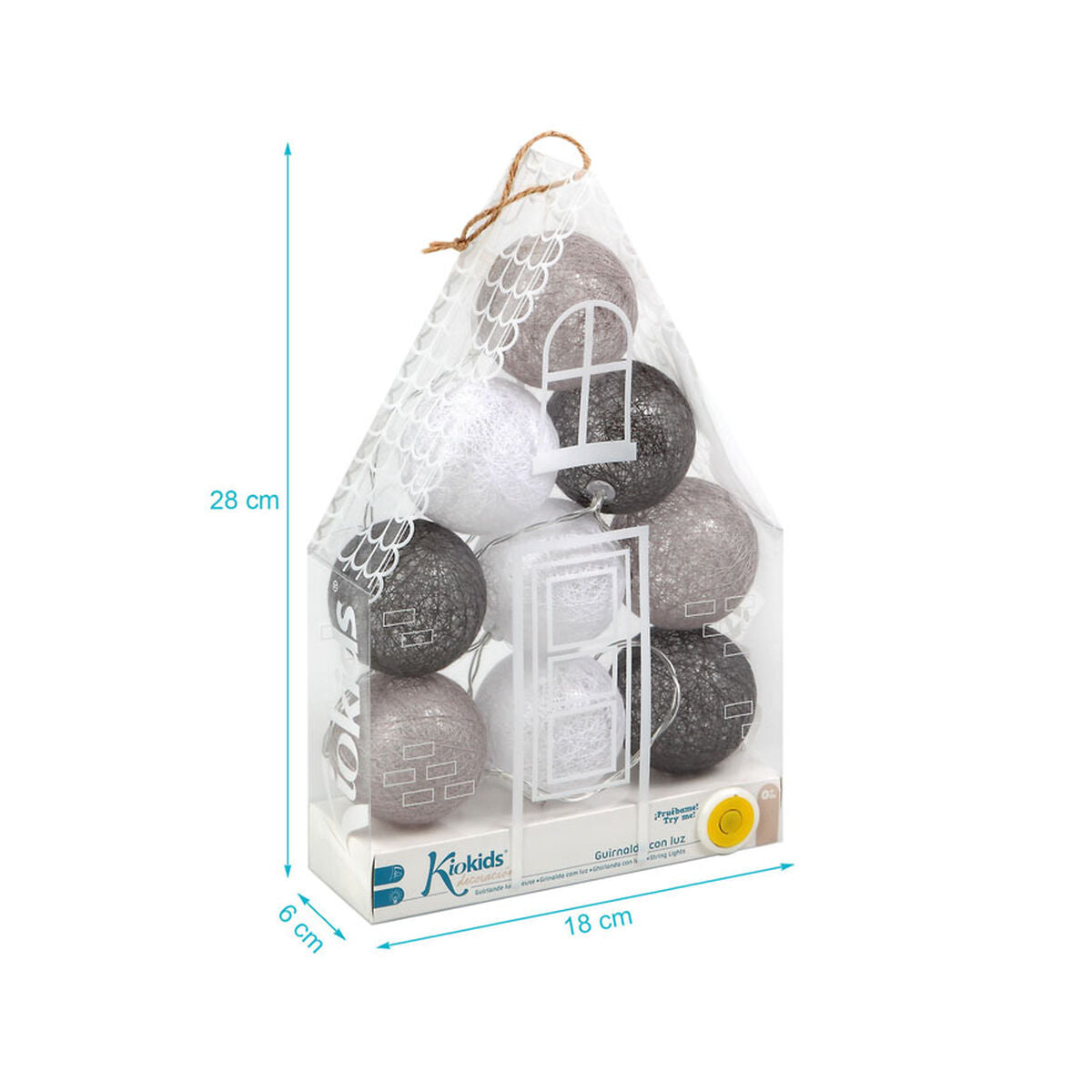 Guirlande de boules LED 150 cm Gris