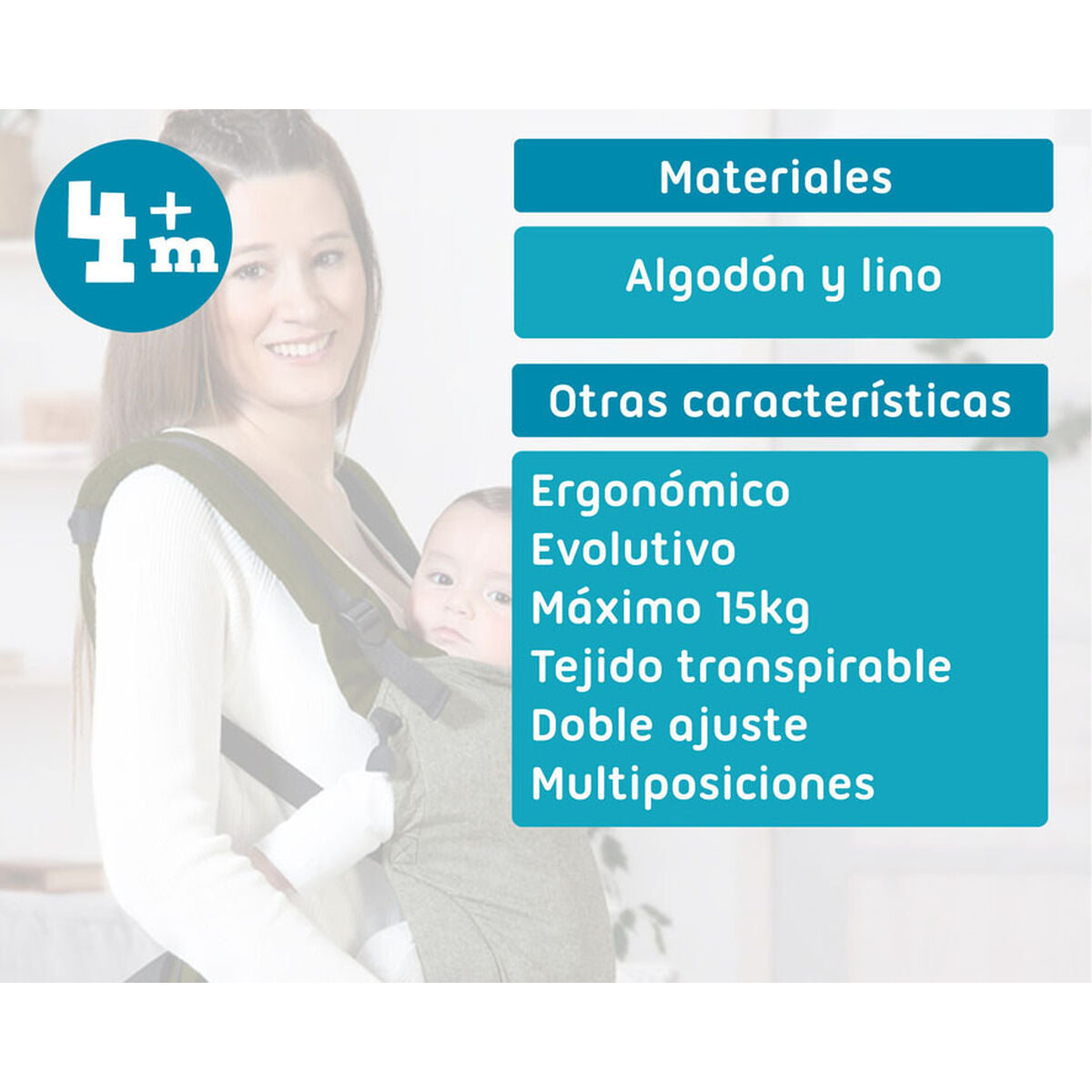 Porte-bébé Vert + 4 Ans 15 kg