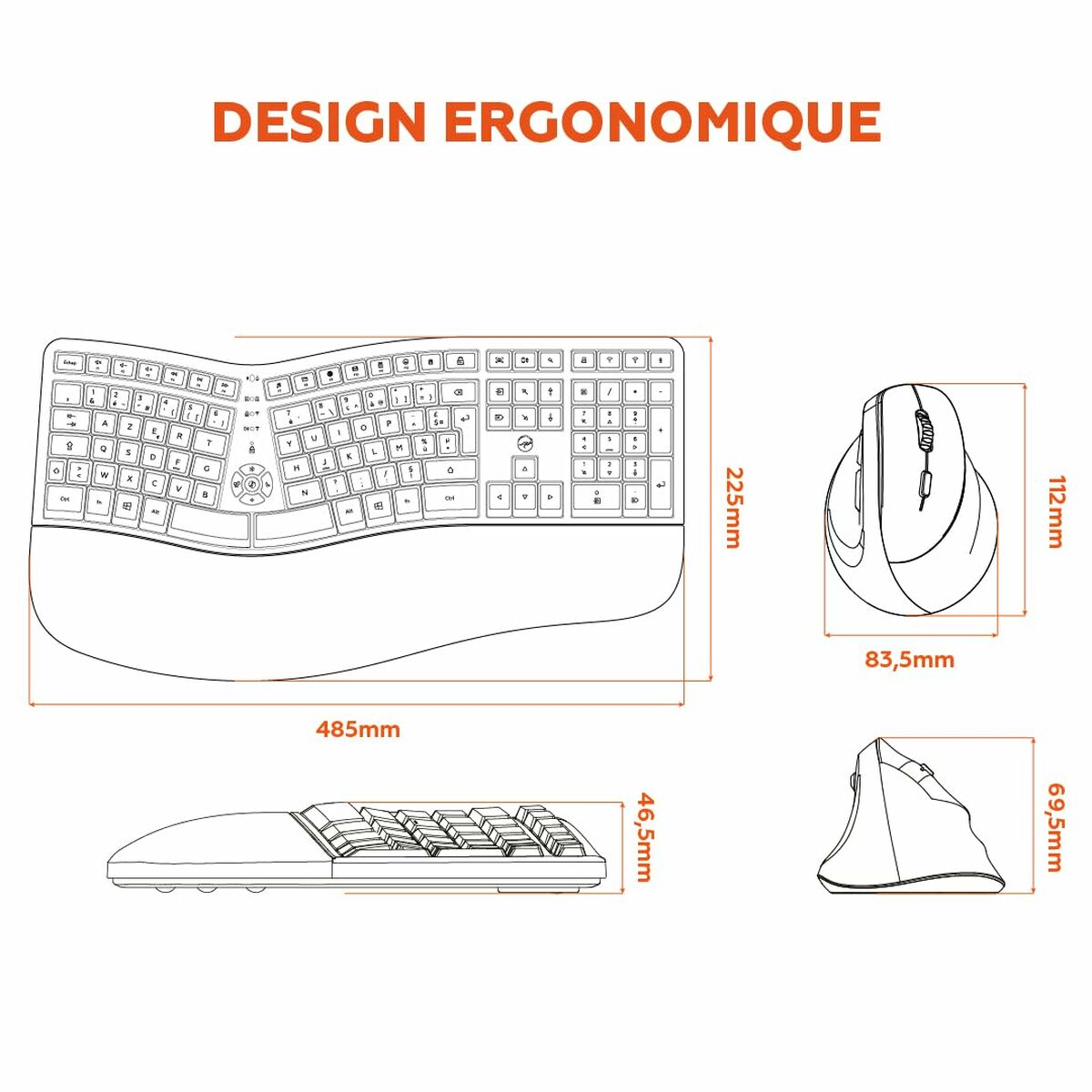 clavier et souris Mobility Lab Ergo C30W Noir