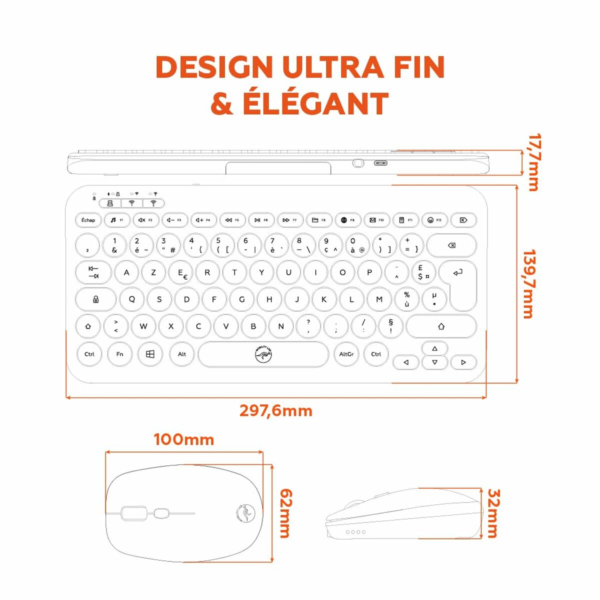 clavier et souris Mobility Lab CP420W Mini Noir AZERTY
