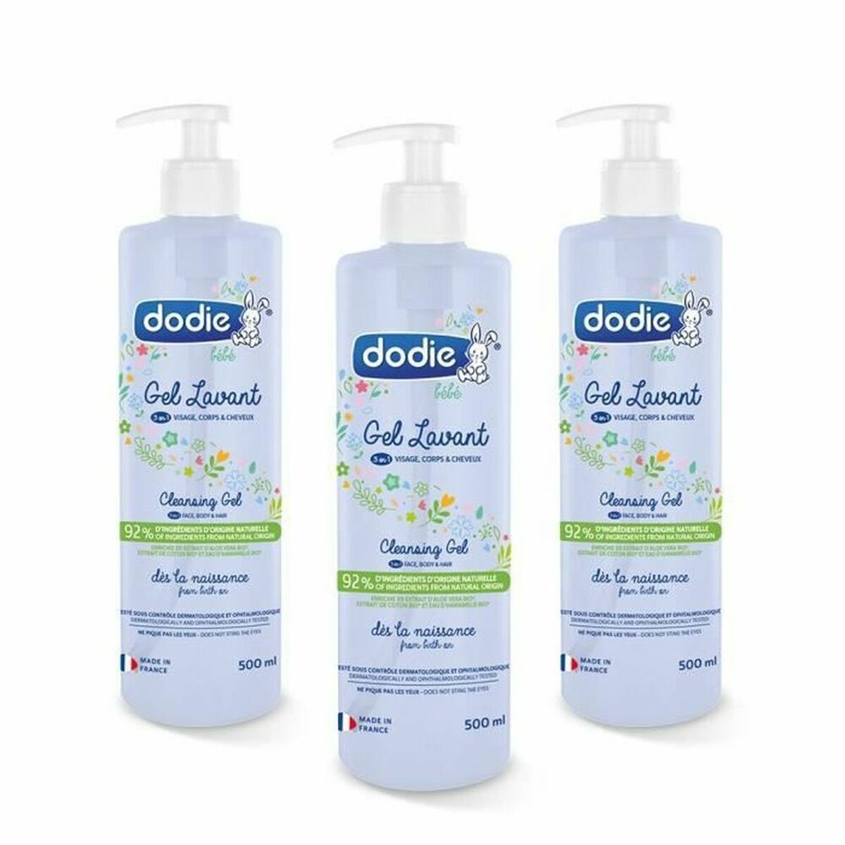 Gel de douche Dodie 500 ml 3 Pièces (3 Unités)