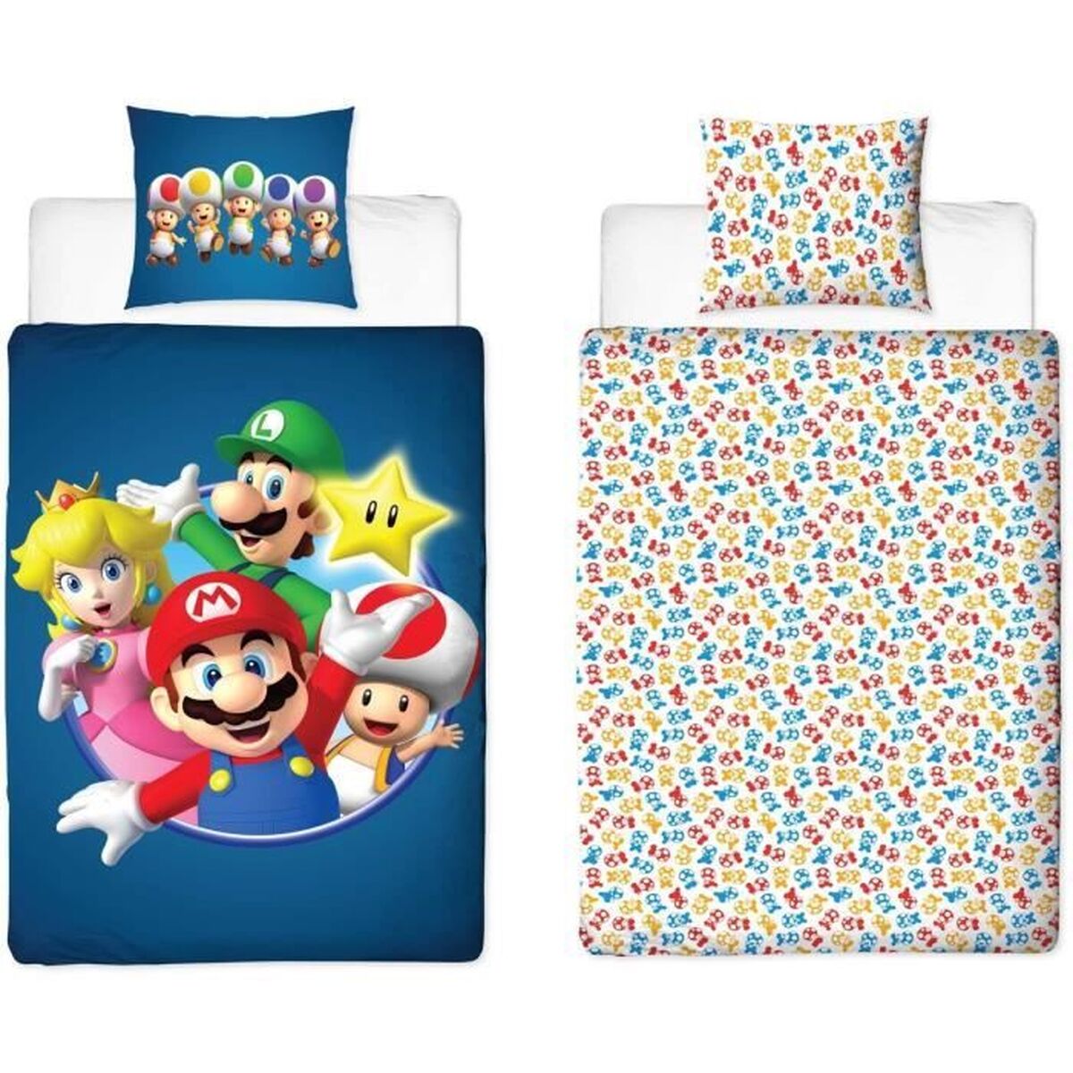 Parure de couette Mario Bros 25 x 4 x 30 cm Bleu Lit 2 persones 2 Pièces