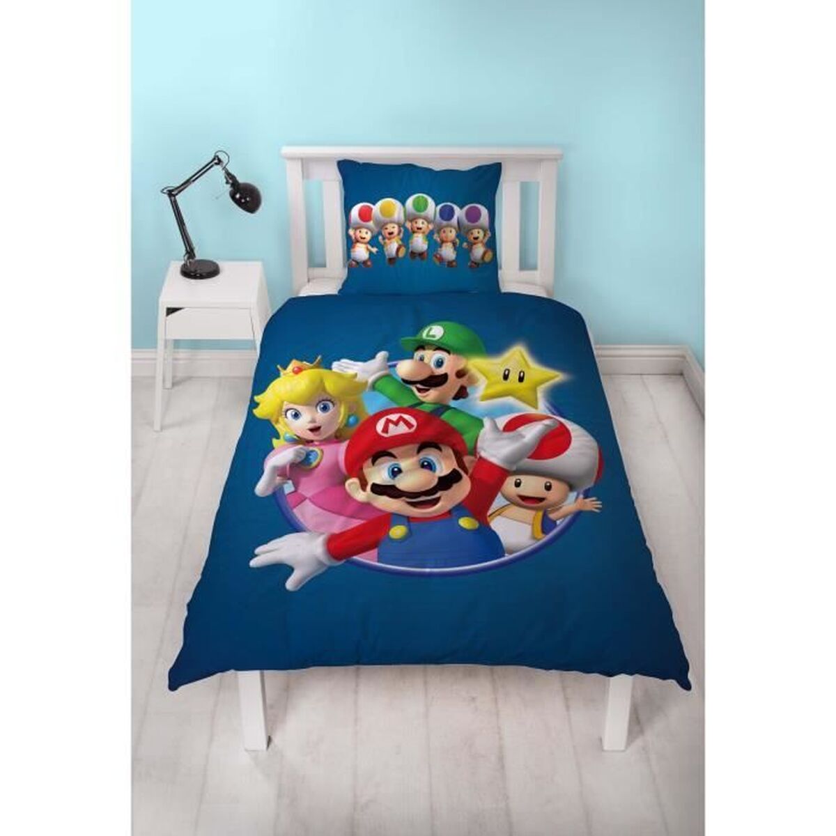 Parure de couette Mario Bros 25 x 4 x 30 cm Bleu Lit 2 persones 2 Pièces