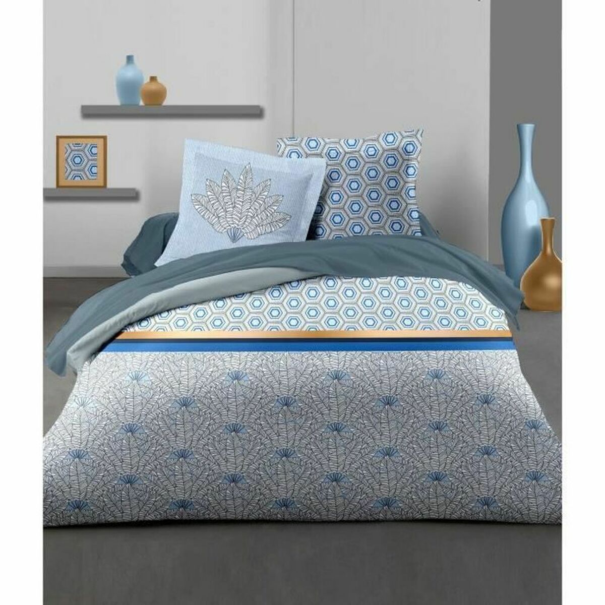 Parure de couette HOME LINGE PASSION Lit double 220 x 240 cm Bleu
