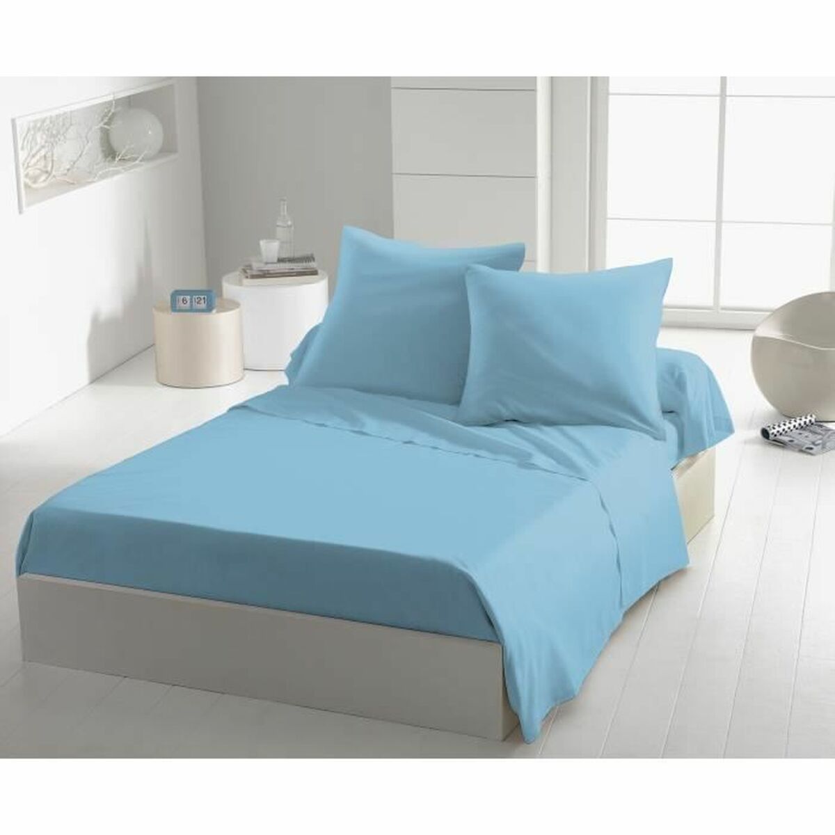 Drap HOME LINGE PASSION Bleu ciel 240 x 300 cm