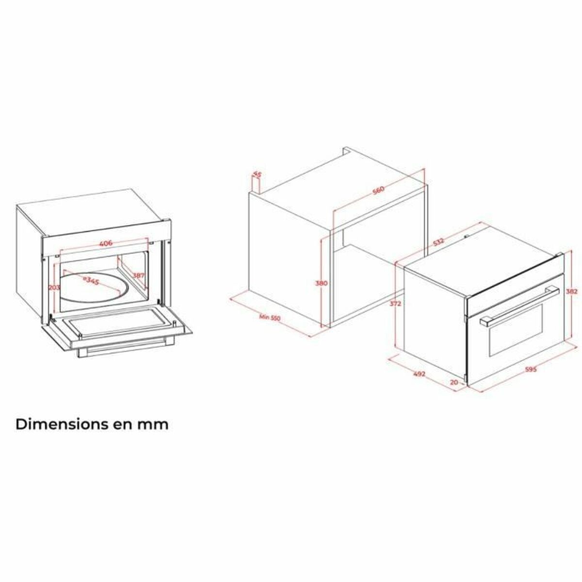 Micro-ondes intégrable Continental Edison CEMO34CEB3 Noir 1450 W 34 L