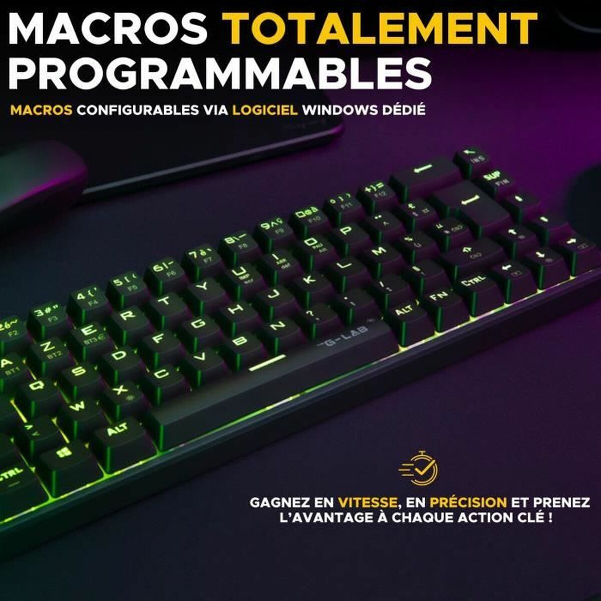 Clavier The G-Lab KEYZ TITAN Noir Azerty Français