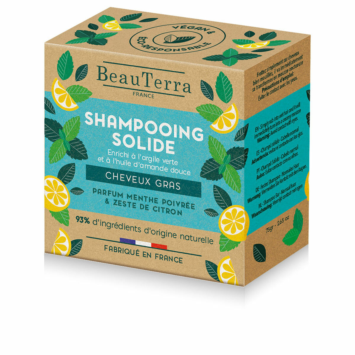 Champoing Solide Beauterra Solide Citron Menthe 75 g