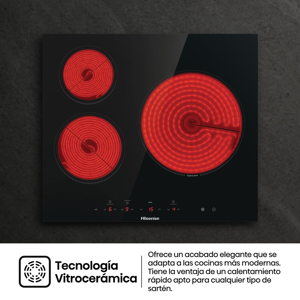 Plaque à Induction Hisense E6332BSCE 5700 W 59 cm