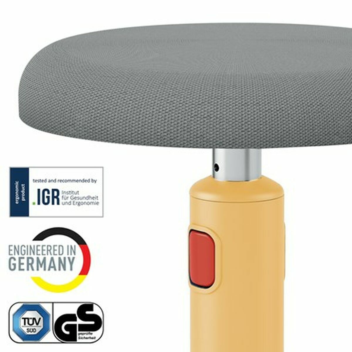 Tabouret ergonomique Leitz Ergo Cosy Active Jaune Plastique