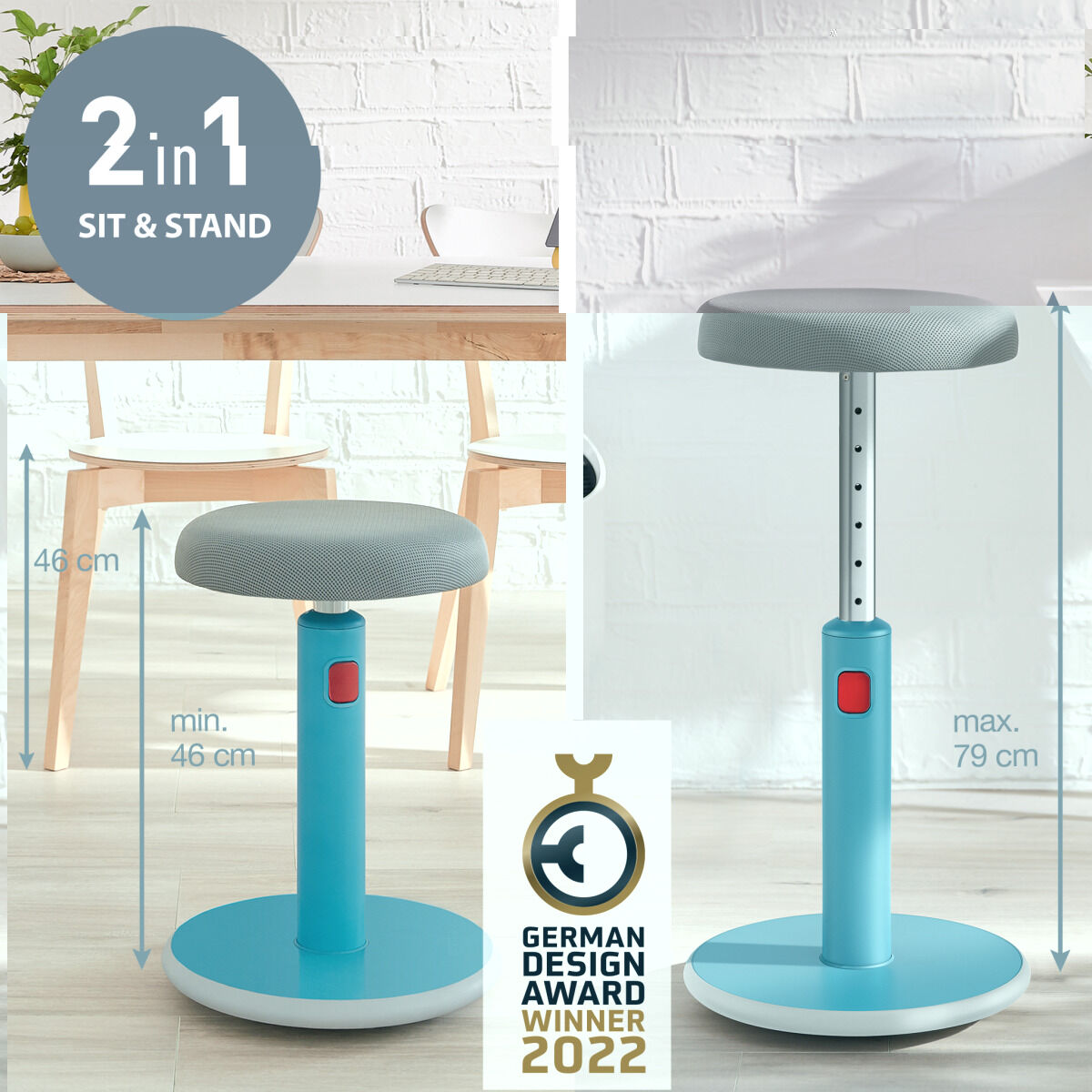 Tabouret ergonomique Leitz Ergo Cosy Active Bleu Plastique
