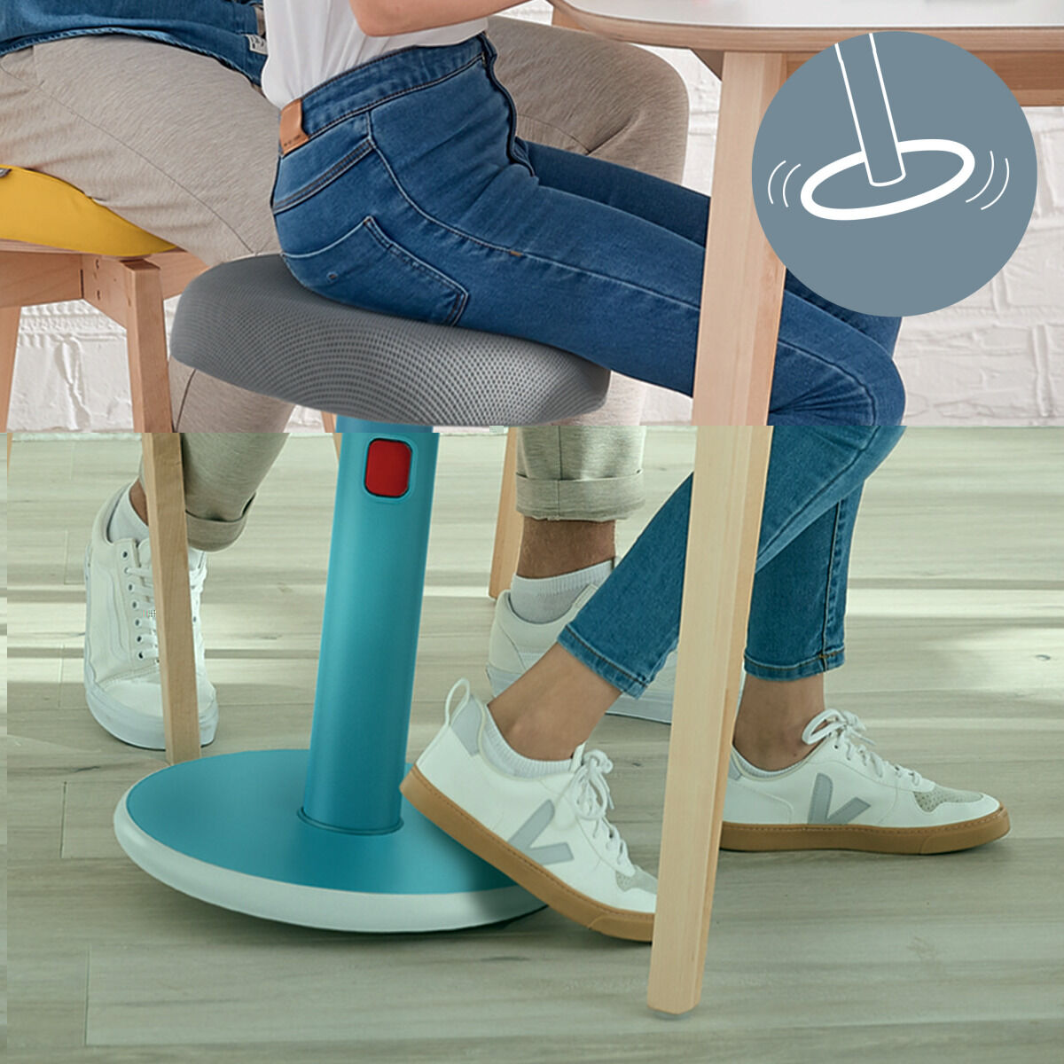 Tabouret ergonomique Leitz Ergo Cosy Active Bleu Plastique