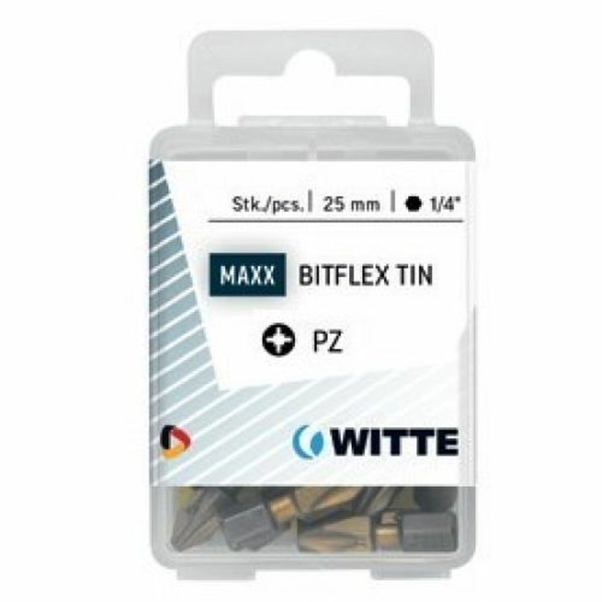 Ensemble de pointes WITTE PZ 1 BITFLEX TIN Pozidriv PZ1 15 Unités 15 Pièces