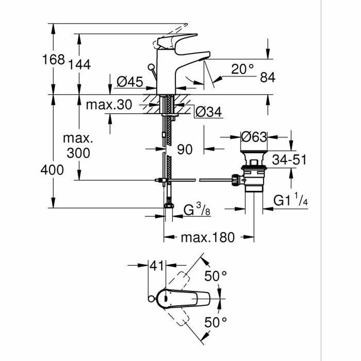 Mitigeur Grohe Start Flow Métal Laiton