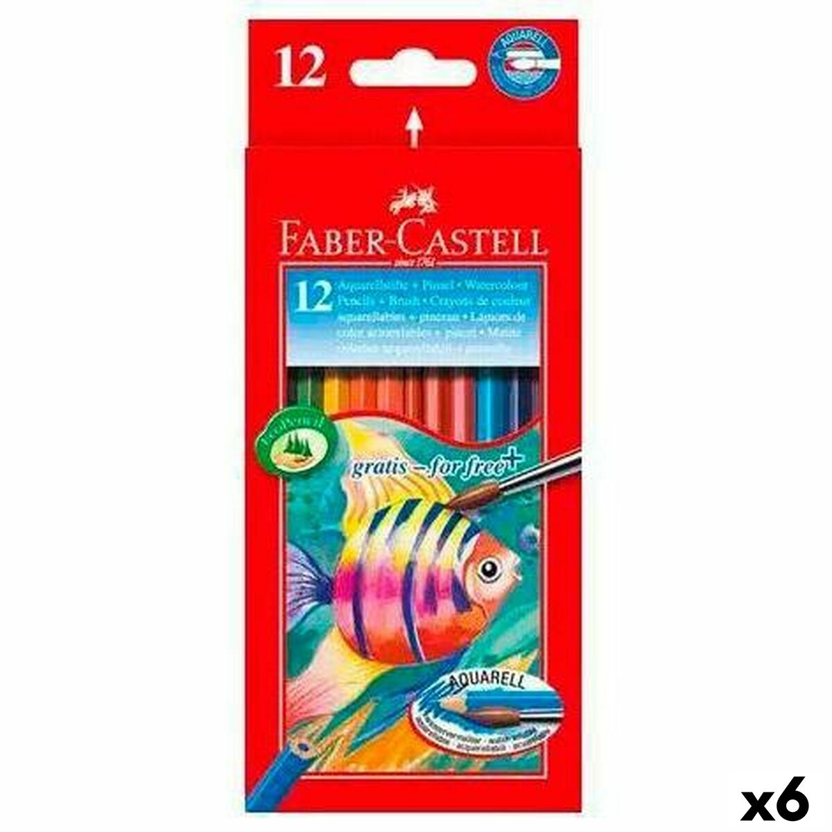 crayons de couleurs pour aquarelle Faber-Castell Multicouleur 6 Pièces