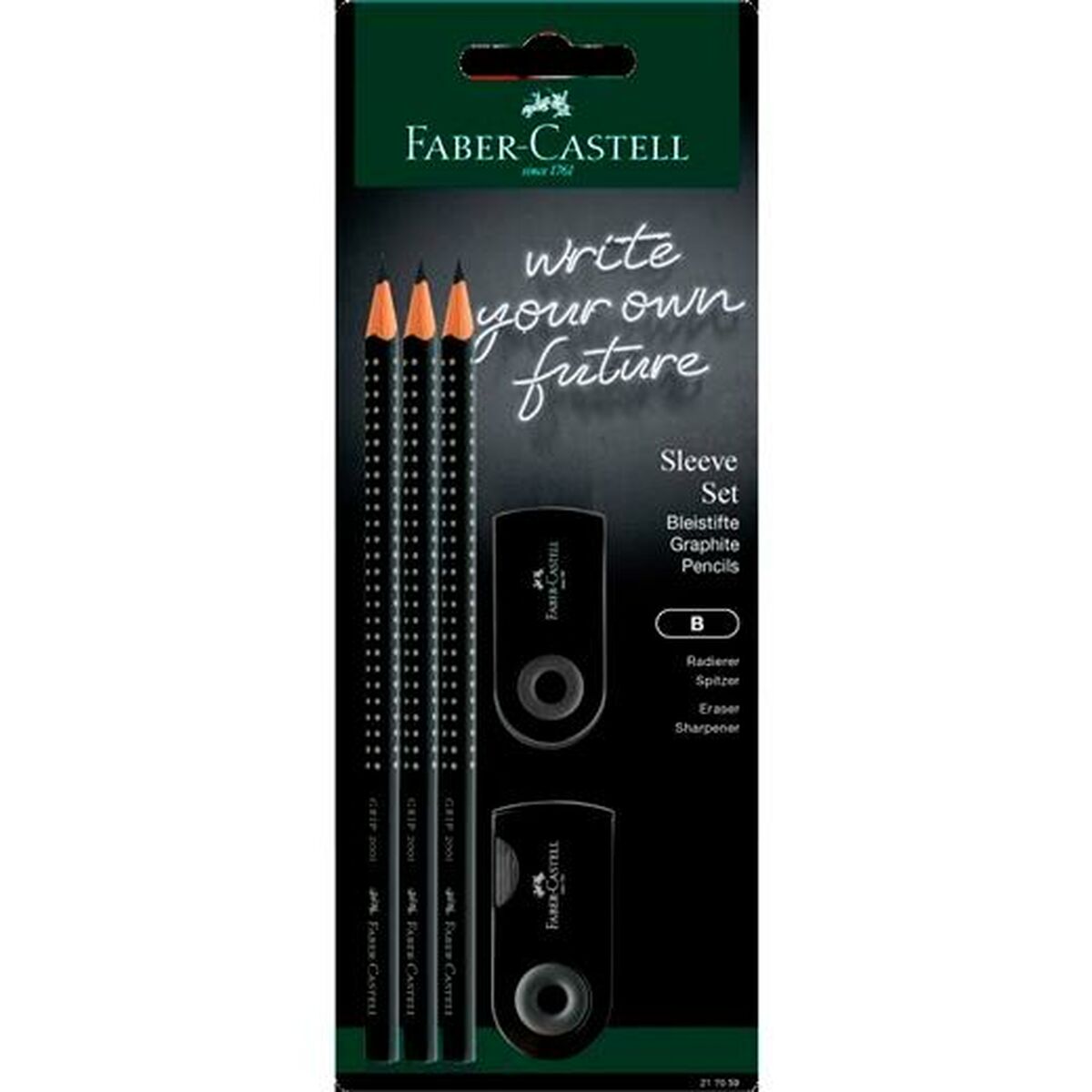 Ensemble de Crayons Faber-Castell Noir Triangulaire B 5 Pièces