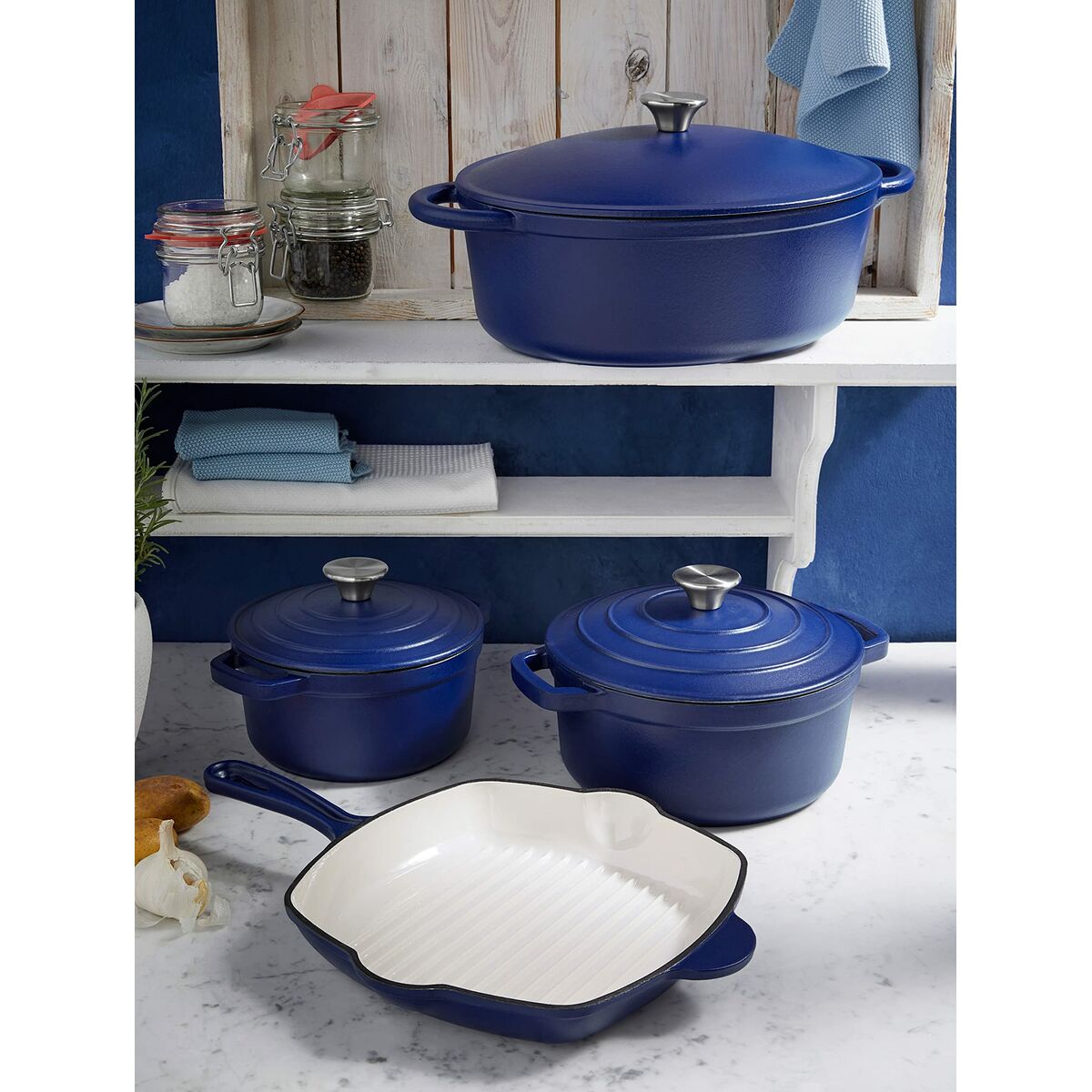 Casserole GSW 717267 Bleu Blanc Acier 2 Pièces
