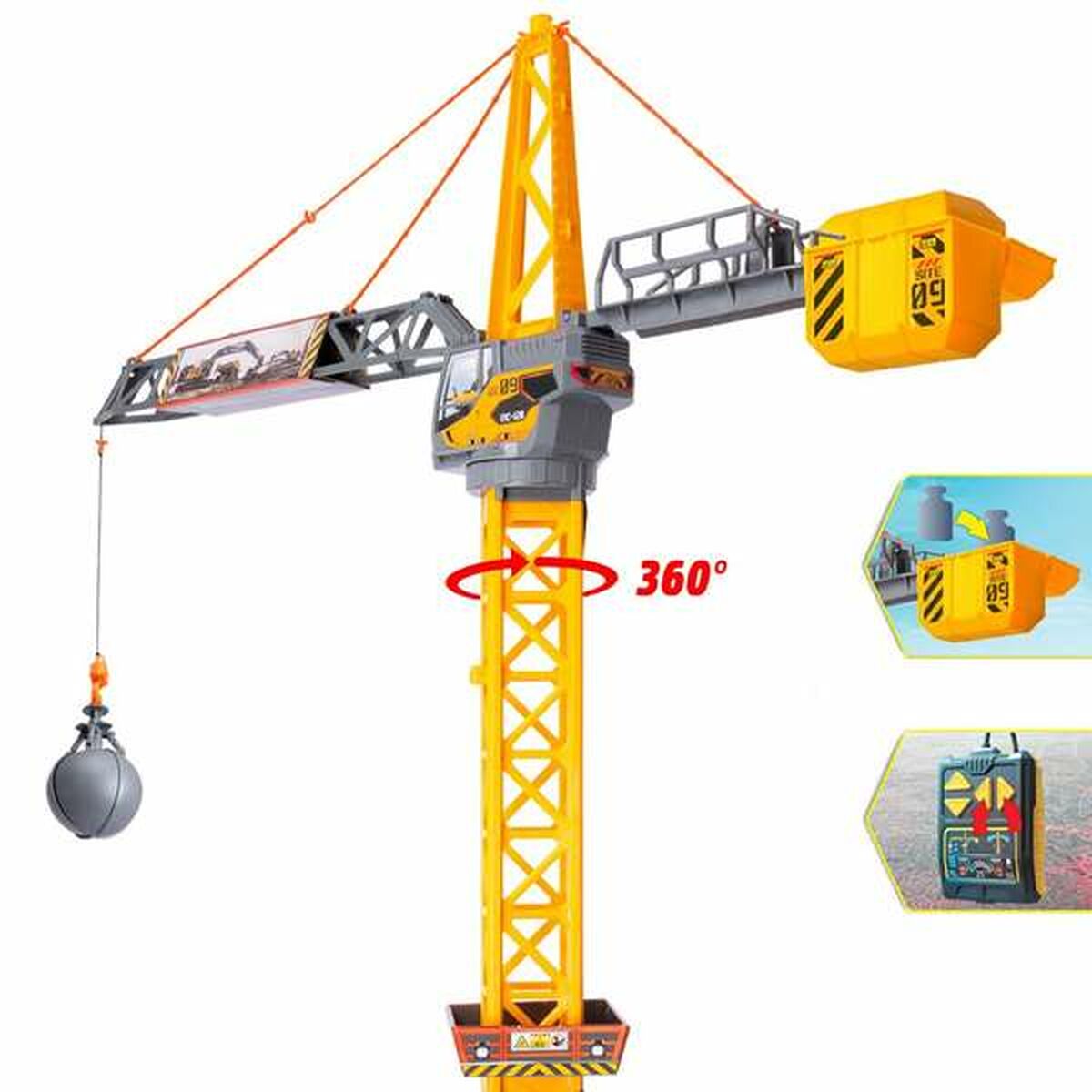 Grue de jouet Smoby Mighty Crane Télécommandé Jaune Gris