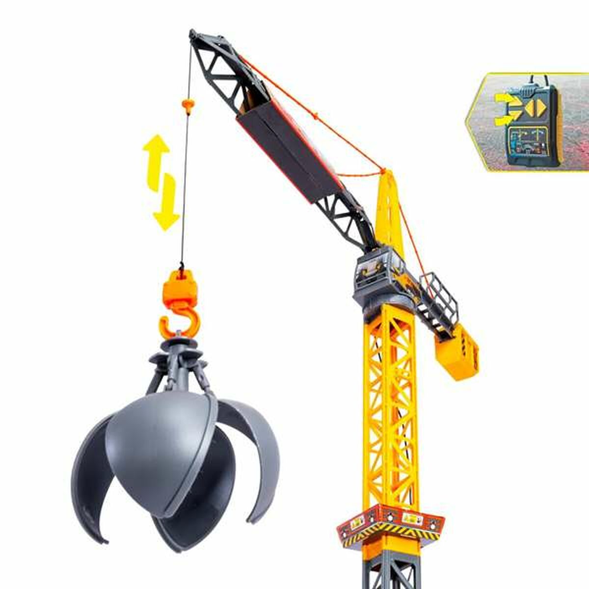 Grue de jouet Smoby Mighty Crane Télécommandé Jaune Gris