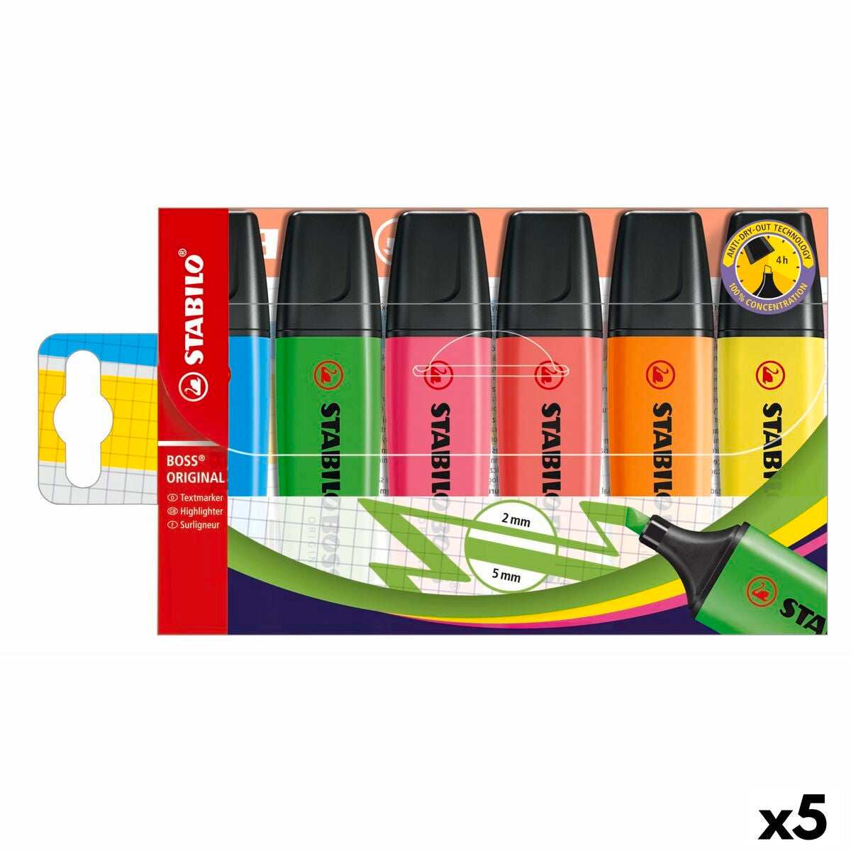 Ensemble de Marqueurs Fluorescents Stabilo BOSS ORIGINAL Multicouleur 6 Pièces (5 Unités)