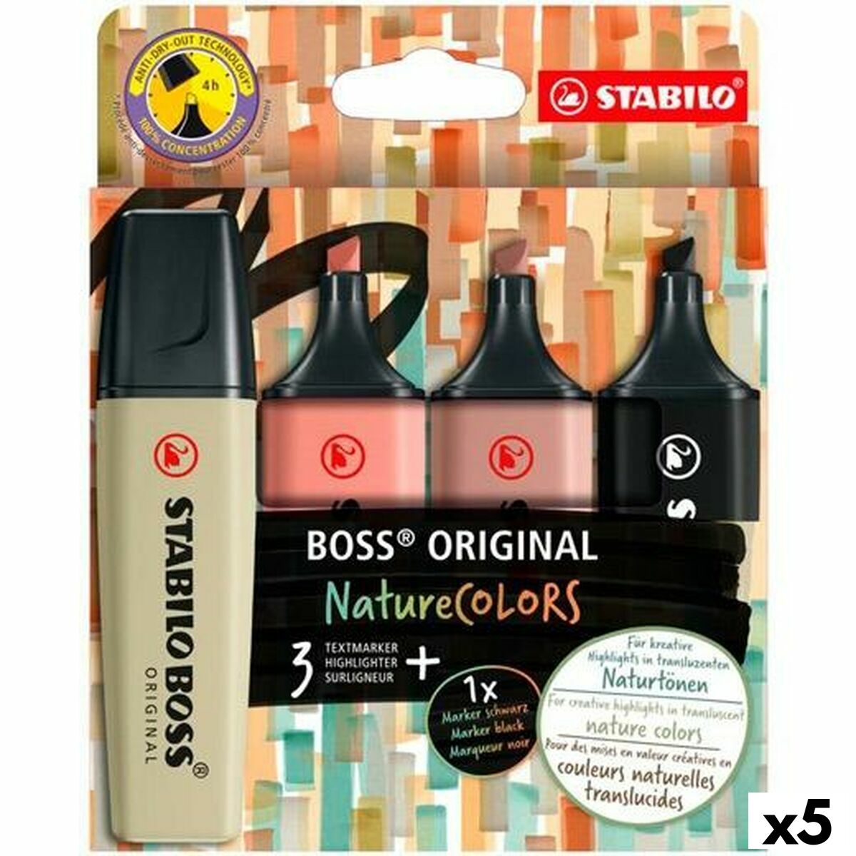 Ensemble de Marqueurs Fluorescents Stabilo BOSS ORIGINAL NATURECOLORS Multicouleur 4 Pièces (5 Unités)