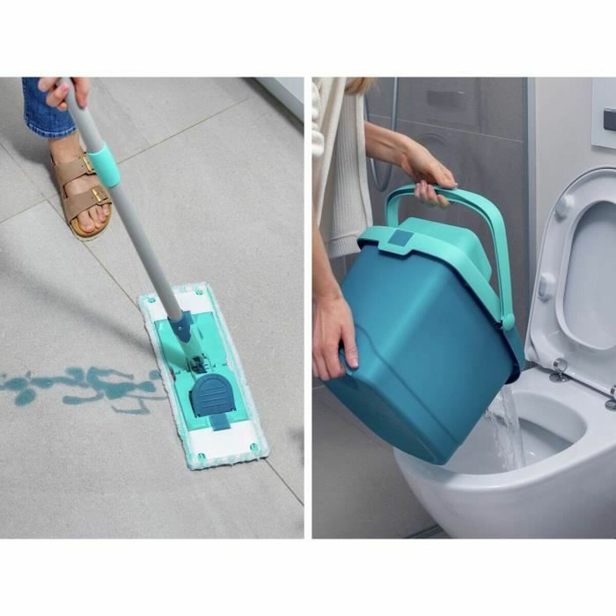 Mop with Bucket Leifheit PowerClean Turquoise