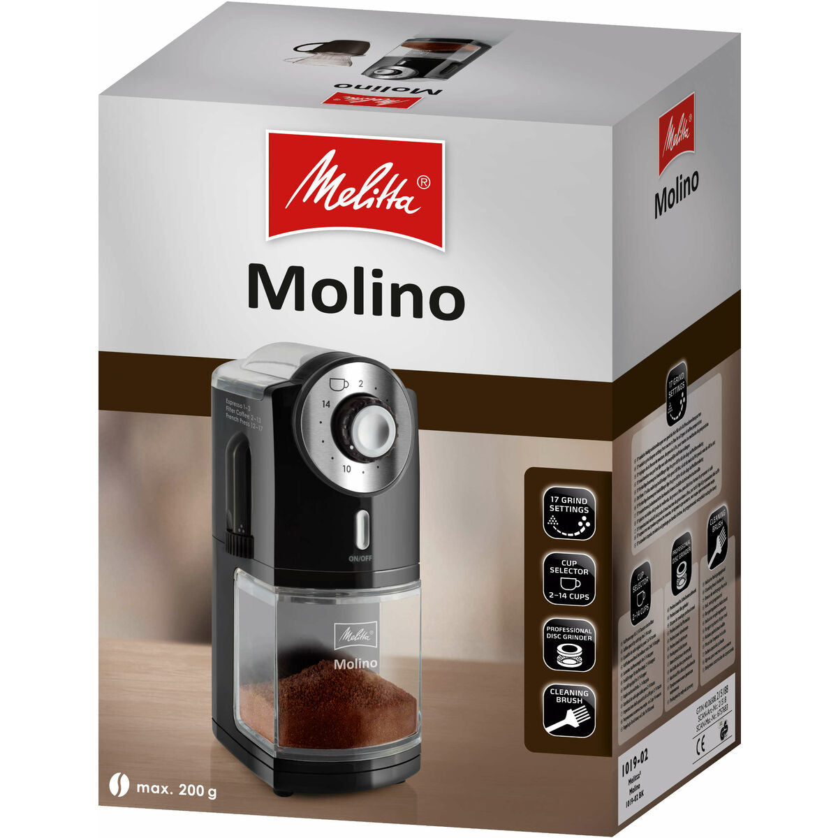 Moulin à café Melitta 1019-02 Noir noir 200 g 100 W 1000 W