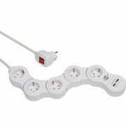 Multiprise 5 Prises avec Interrupteur Brennenstuhl Vario-Power Blanc 3600 W USB x 2 (1,4 m)