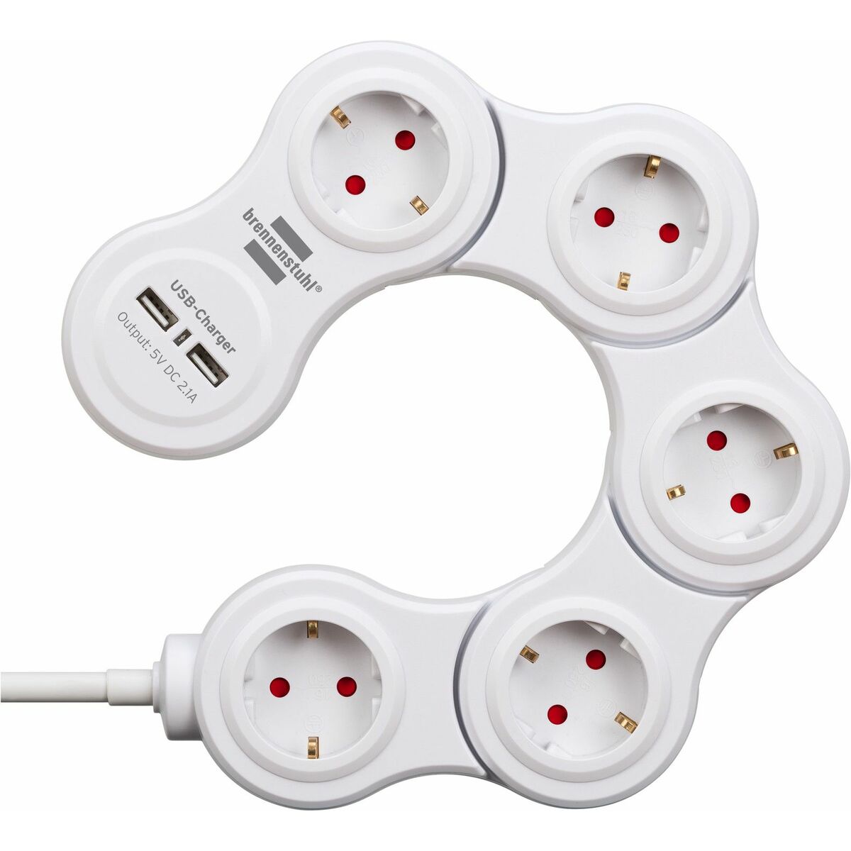 Multiprise 5 Prises avec Interrupteur Brennenstuhl Vario-Power Blanc 3600 W USB x 2 (1,4 m)