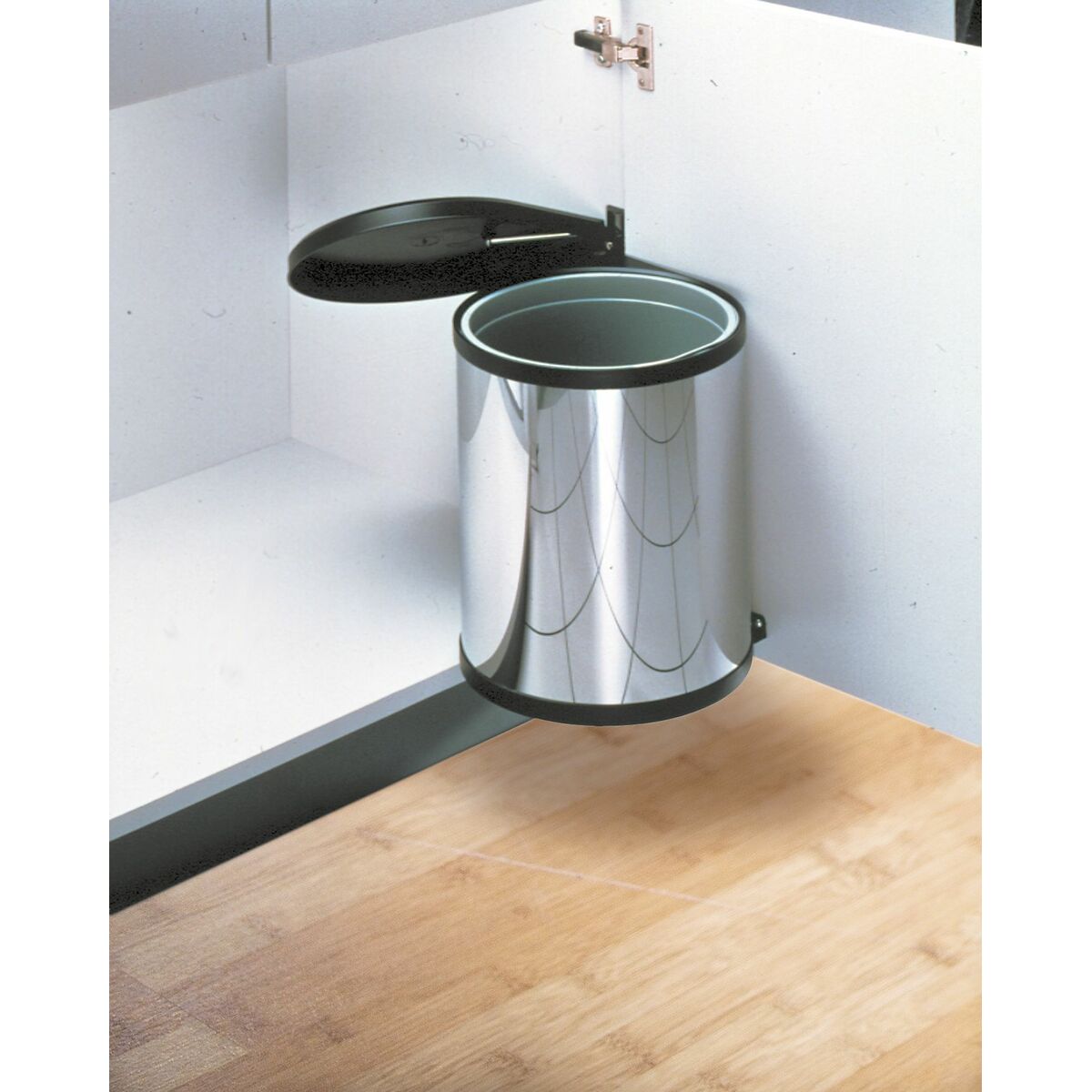 Poubelle Hailo Compact-Box Acier 15 L Noir Gris Intégrable